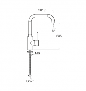смеситель TARGA для мойки с высоким подвижным изливом  ( хром )  