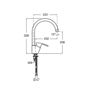 смеситель MONODIN для мойки с высоким изливом  ( хром )  