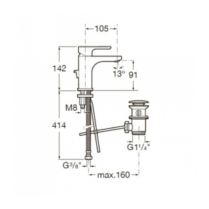 смеситель L20 XL умывальник c донным клапаном  ( хром )  