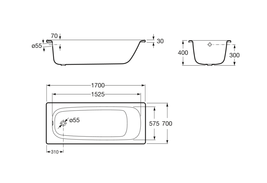 ванна CONTESA  / 170х70 /   ( бел )  
