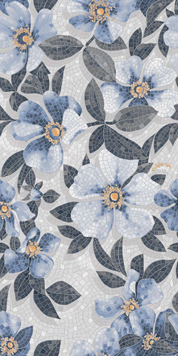 Розелла синий декорированный лаппатированный обрезной 119,5х238,5