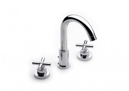 смеситель LOFT умывальник на  3 отверстия, с донным клапаном  ( хром ) 