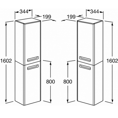 пенал GAP правый  / 34,4х19,9х160 /   ( белый глянцевый )  
