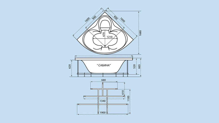 Ванна Сабина 1600*1600*680 