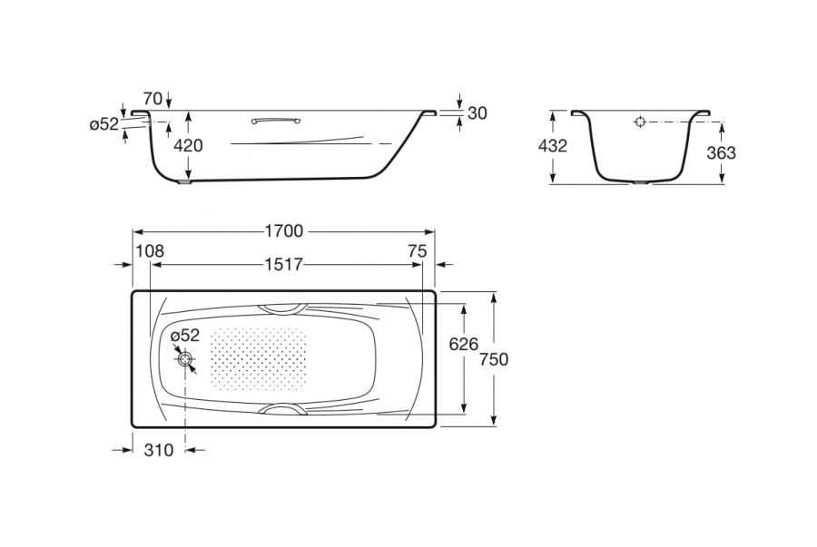 ванна SWING Plus / 170х75 /   ( бел )  