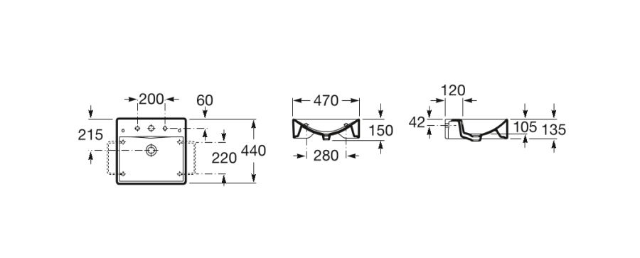 умывальник DIVERTA 47  / 47x44 /   ( бел )  