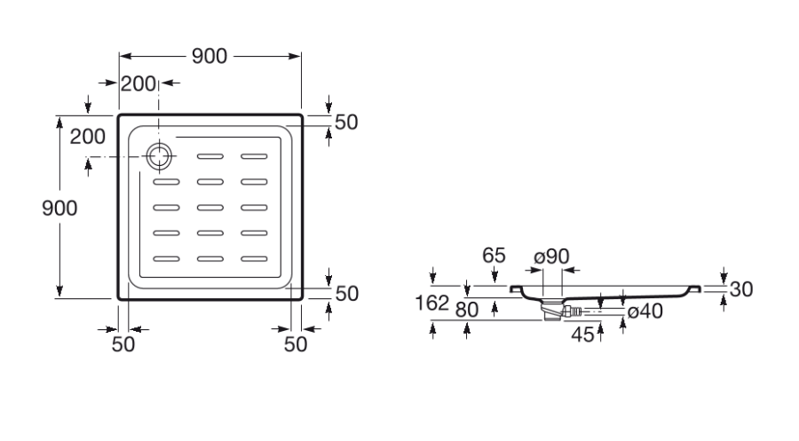 поддон душевой Easy  / 90х90 /  ( белый )  