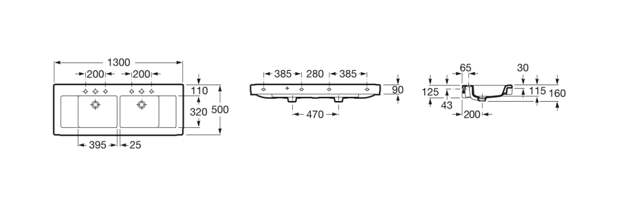 раковина STRATUM  / 130х50 /   ( бел )  