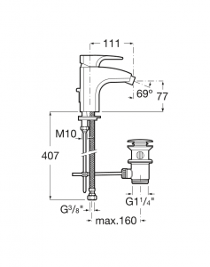 смеситель THESIS биде однорычажный с донным клапаном  ( хром )  