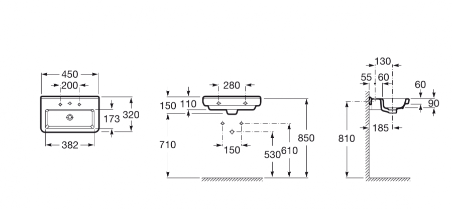  раковина DAMA с установ .  комплектом  / 45х32 /    ( бел )  