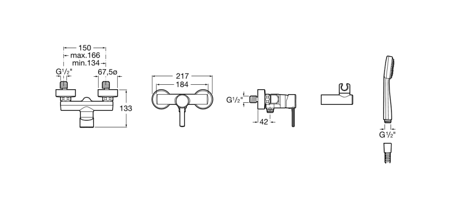  смеситель TARGA душ однорычажный с аксессуарами   ( хром )  