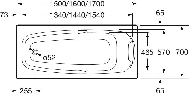 ванна SURESTE  акрил  / 160х70 /   ( бел )  