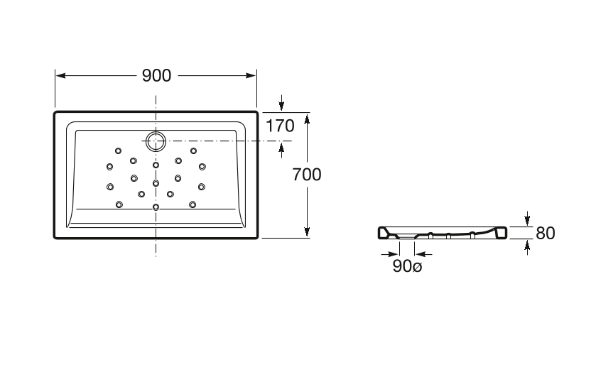  поддон MALTA керамический, ультратонкий  / 90х70 /   ( бел )  