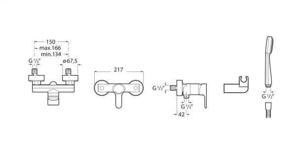 смеситель L20 душ с аксессуарами  ( хром )  