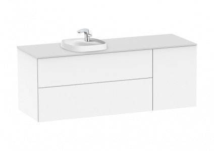 тумбы под раковину BEYOND 2 ящика, 1 дверца слева  / 140х50,5х52,5 /  ( белый блестящий ) 