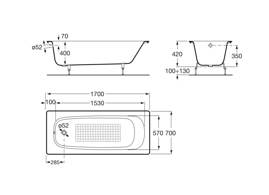 ванна CONTINENTAL   / 170х70 /   ( бел )  