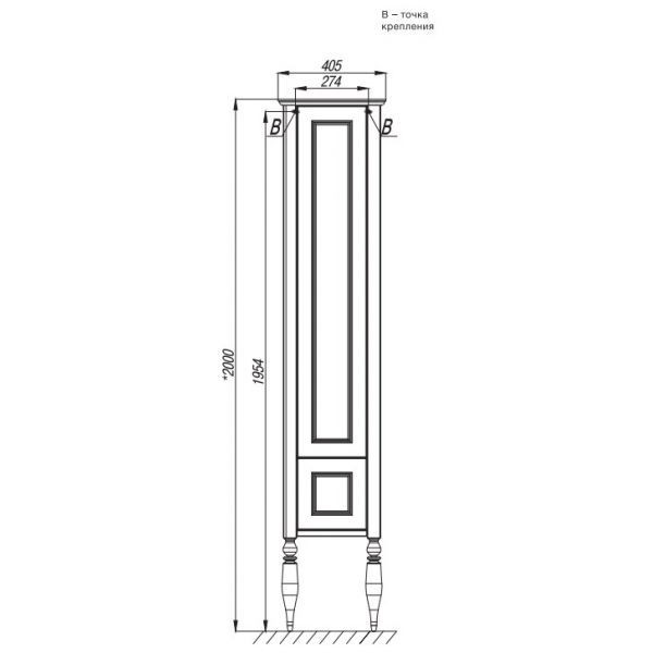 пенал AMERICA правый  / 40,5х31,3х200 /   ( дуб молочный )  