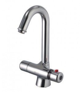 Смеситель для умывальника термостатический, хром