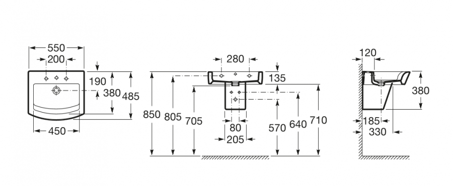 умывальник HALL  / 55x48 /   ( бел )  
