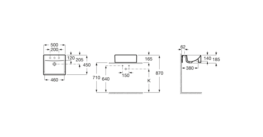 умывальник DIVERTA полувстраиваемый  / 50x45 /   ( бел )  