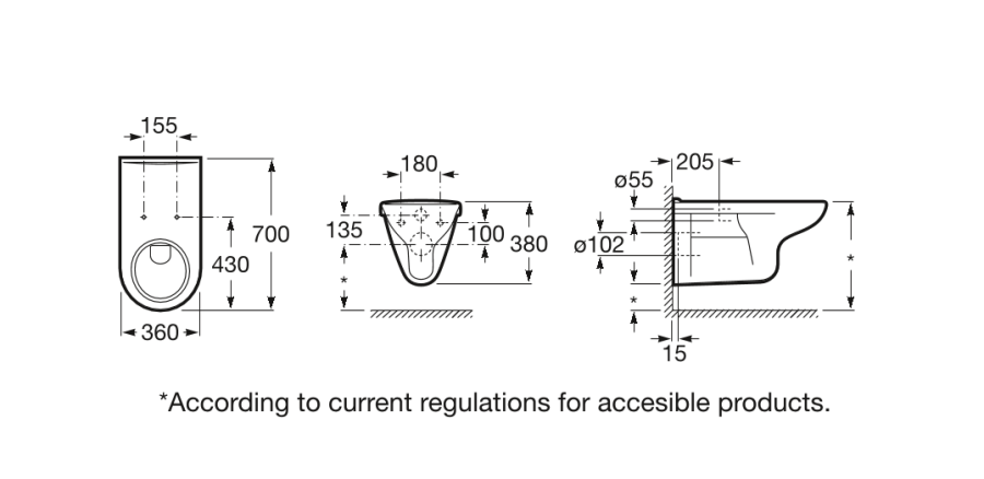 подвесной унитаз ACCESS  / 36х70х38 /    ( бел )  
