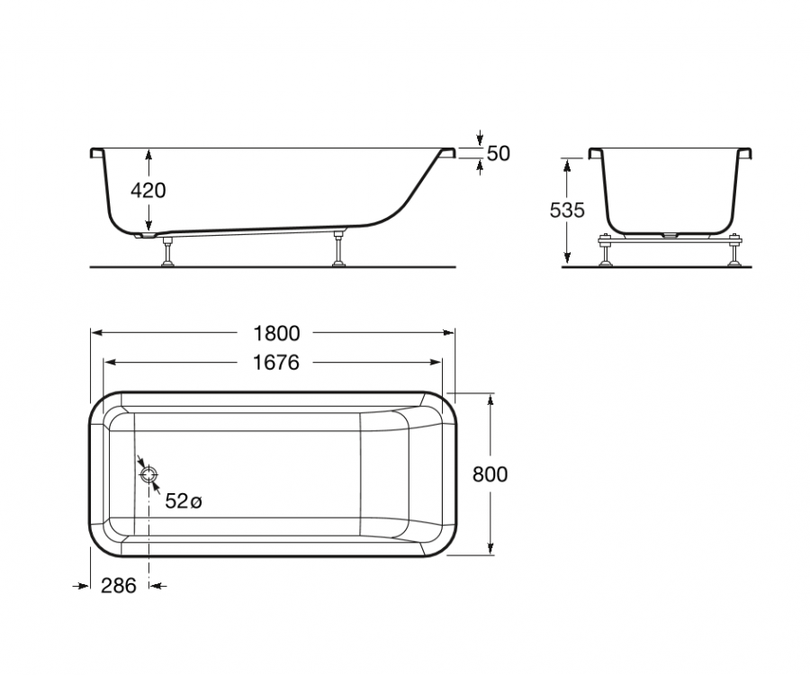 ванна ELEMENT акрил  / 180х80 /   ( пергамон )  