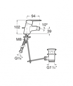 смеситель VICTORIA биде с донным клапаном  ( хром )  