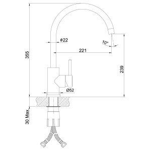 Смеситель для кухни с поворотным изливом, сталь 