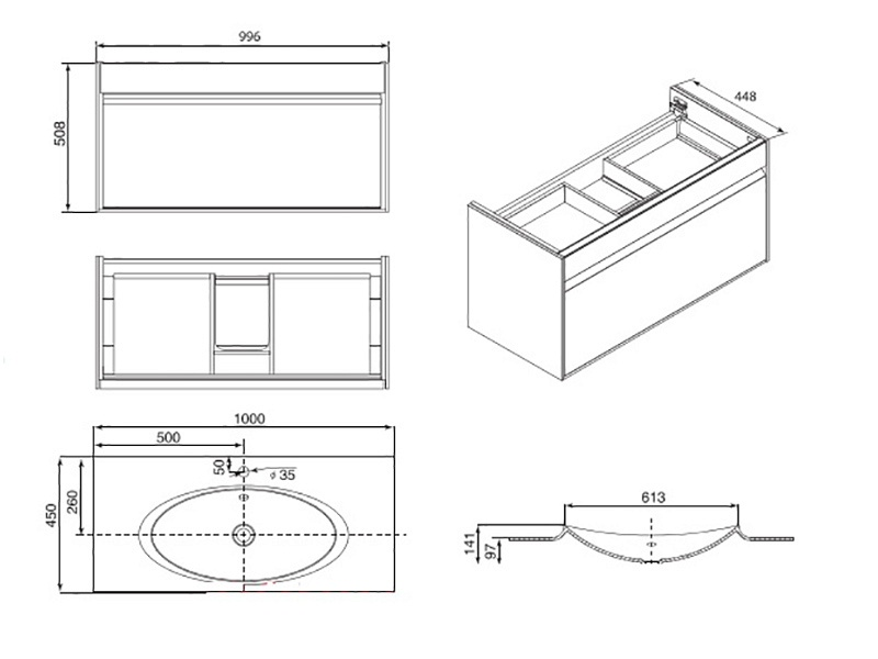 тумба LAKS 100 подвесная  / 99 . 6х44,8х /   ( белый )  