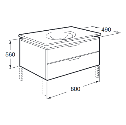 тумба с раковиной KALAHARI с двумя ящиками  / 80х49 /  ( белый )  